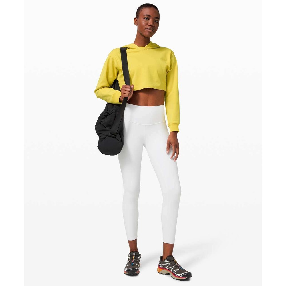 Lululemon All Yours Cropped Hoodie Womens 6 Yellow Sporty Long Sleeve Pullover